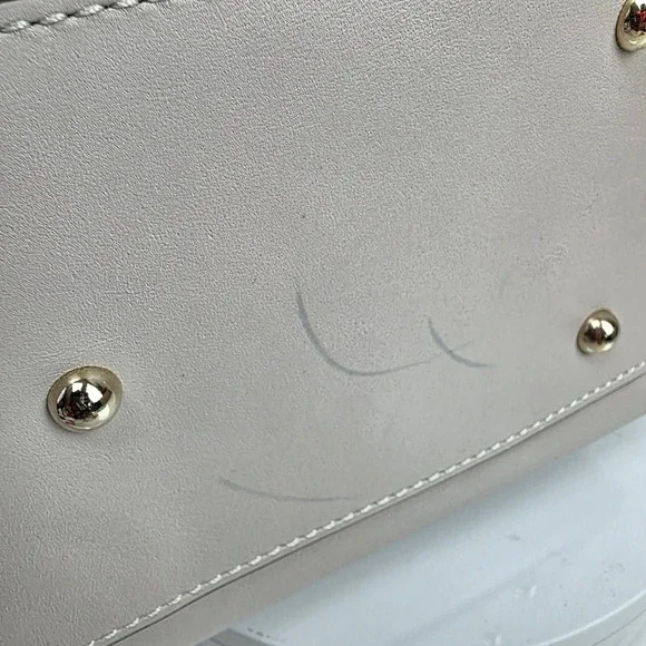 Dooney Bourke Small Barlow Flynn Tote Bag Leather Gray White Tan - Picture 10 of 15